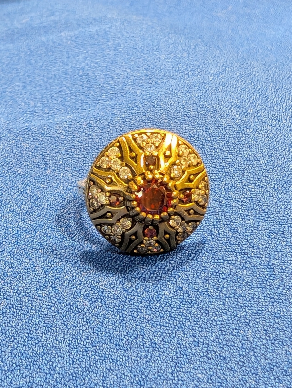 Gold and Sterling Silver Dome Ring - Size 8